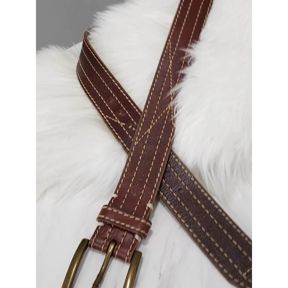 Lucky Brand Leather Stitched Belt 40 Men's 2.5